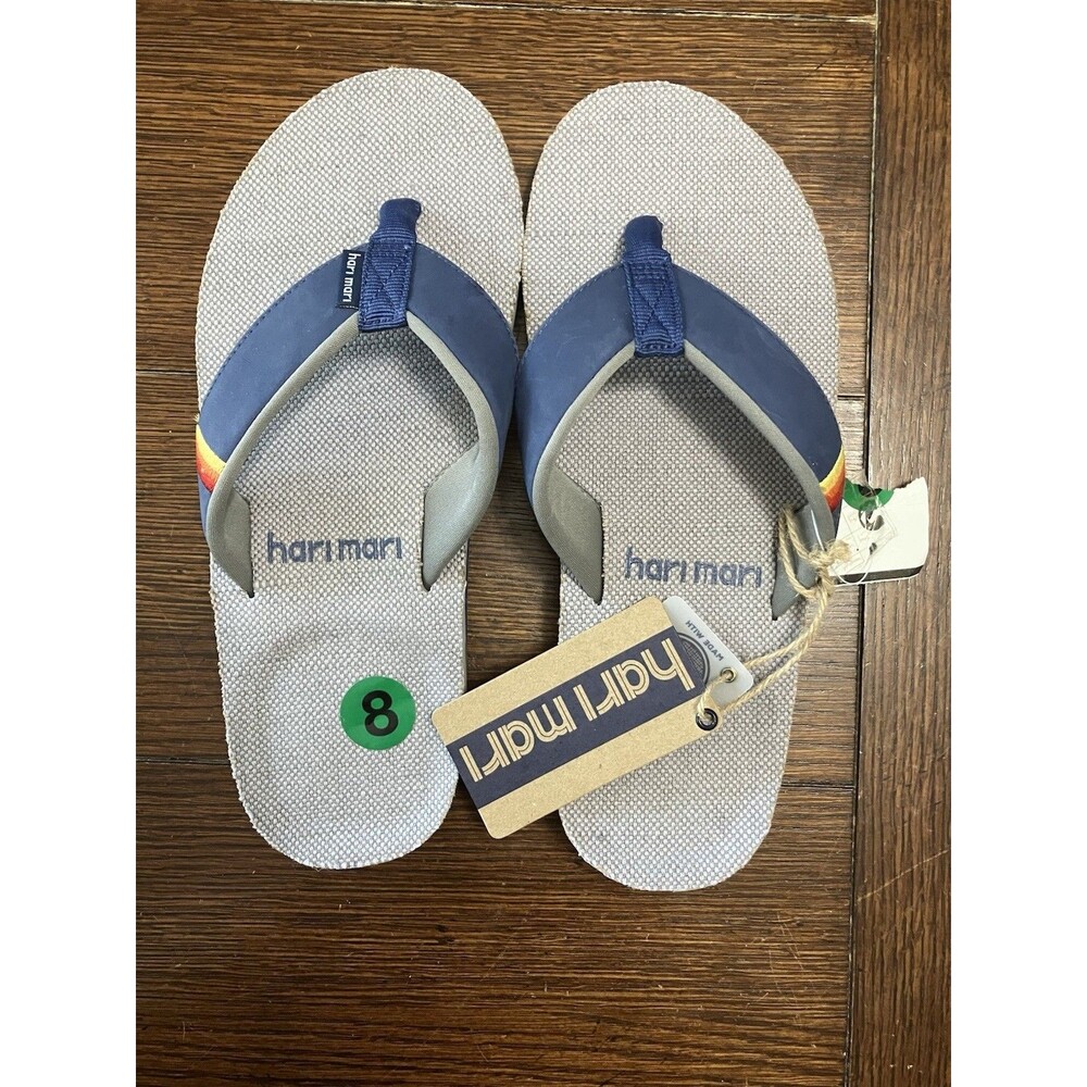 Hari Mari Men's Parks II Flip Flop Sandals Size 8 Navy / Gray NWT